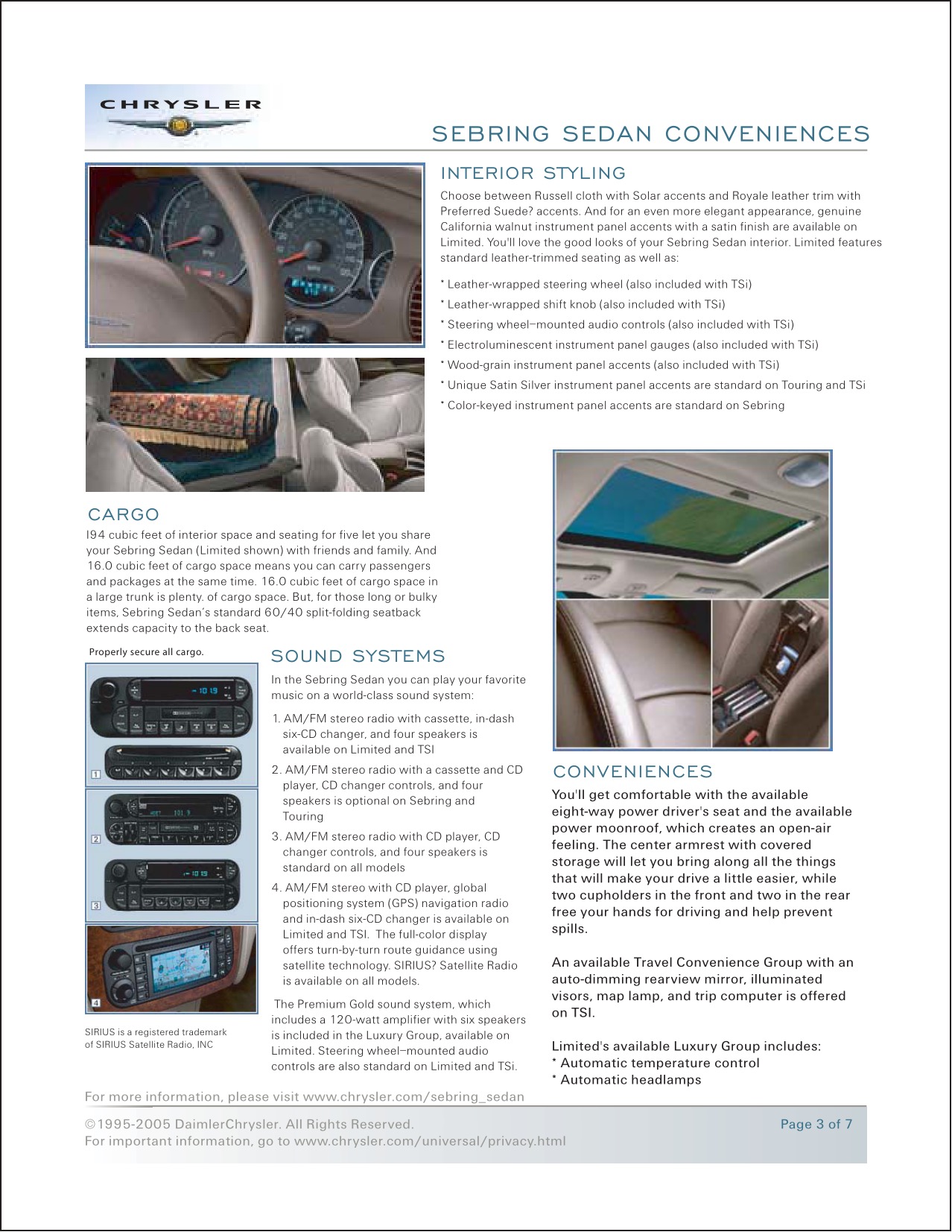 2006 Chrysler Sebring Brochure Page 5